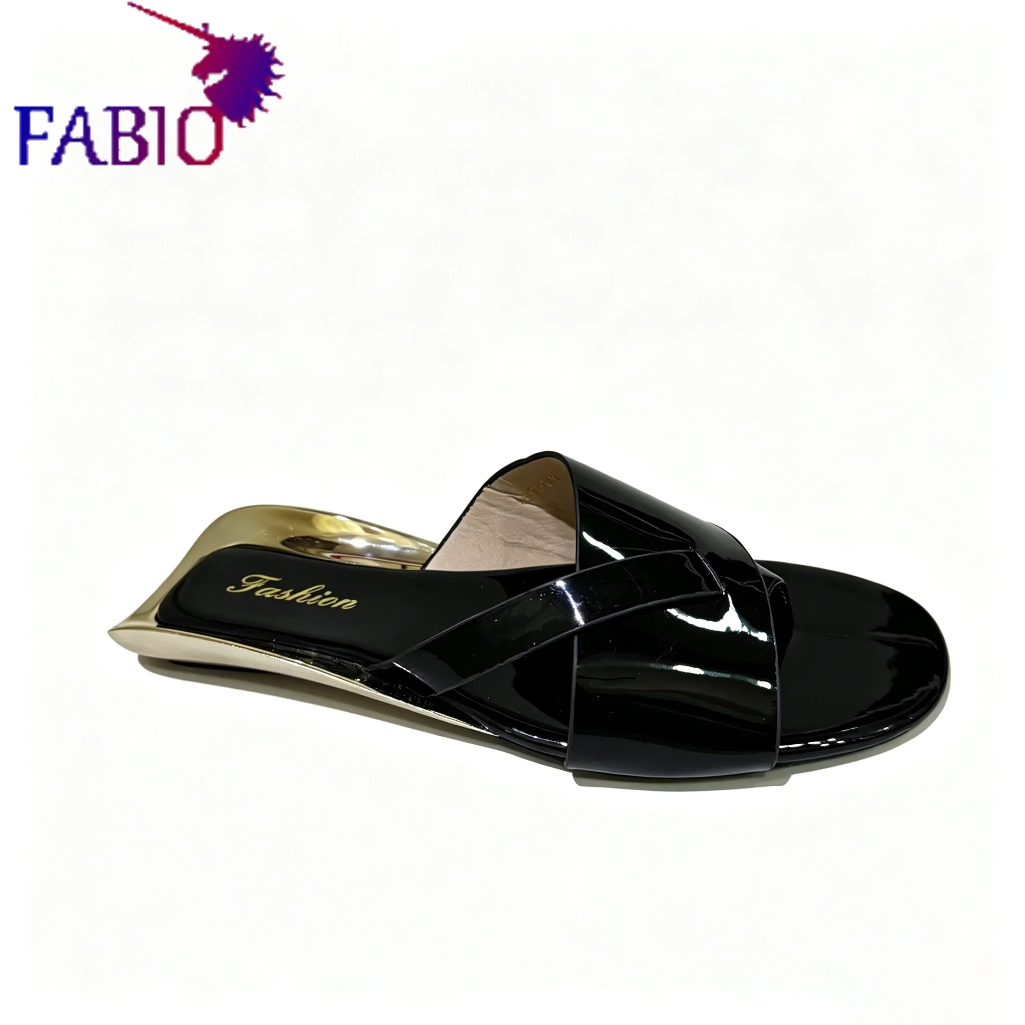 FABIO PENNY Summer Women Cross Strap Sandals Flat Gold Heel Non-slip Beach Flip Flops for Ladies, Slip-on Ladies' Flip-Flops