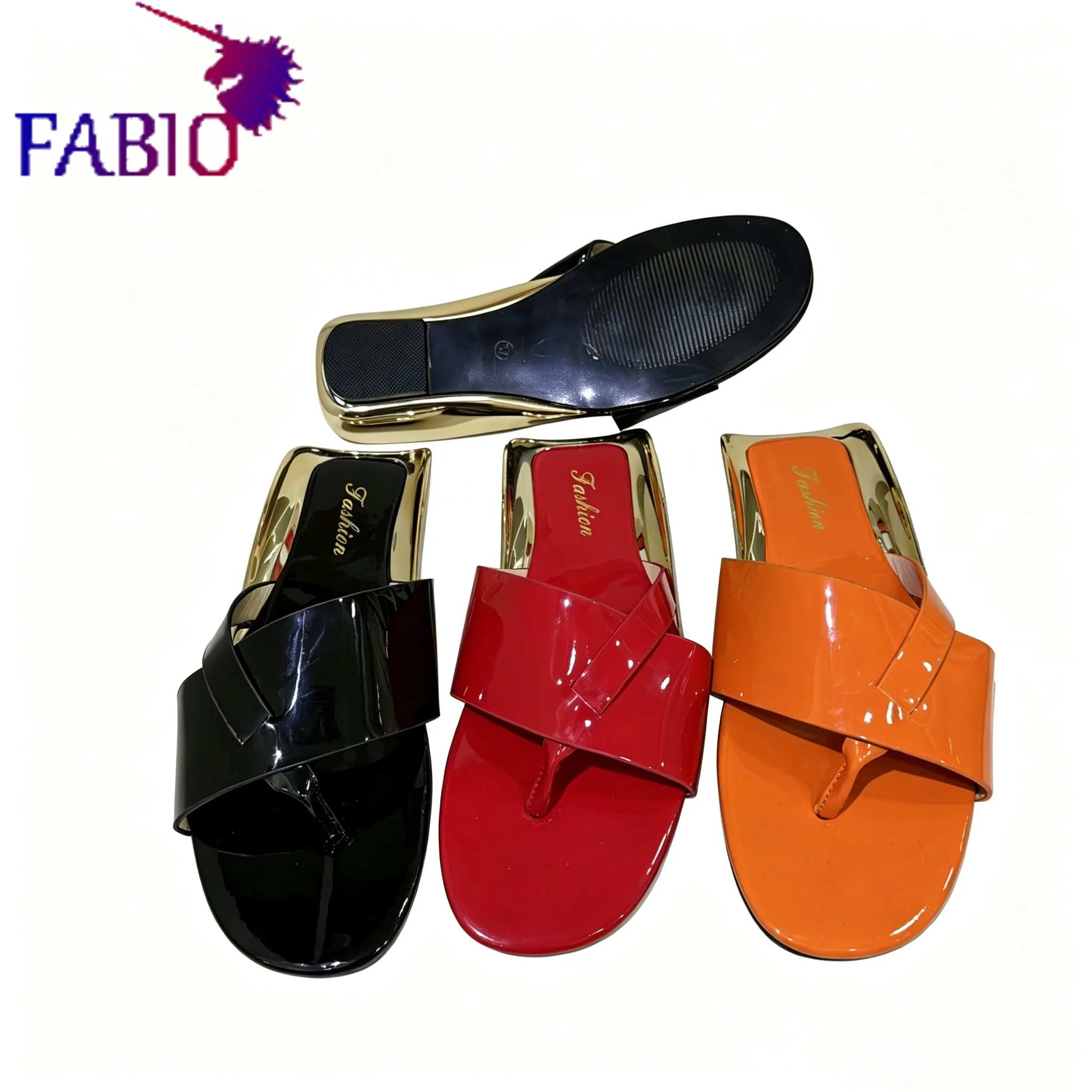 FABIO PENNY Summer Women Cross Strap Sandals Flat Gold Heel Non-slip Beach Flip Flops for Ladies, Slip-on Ladies' Flip-Flops