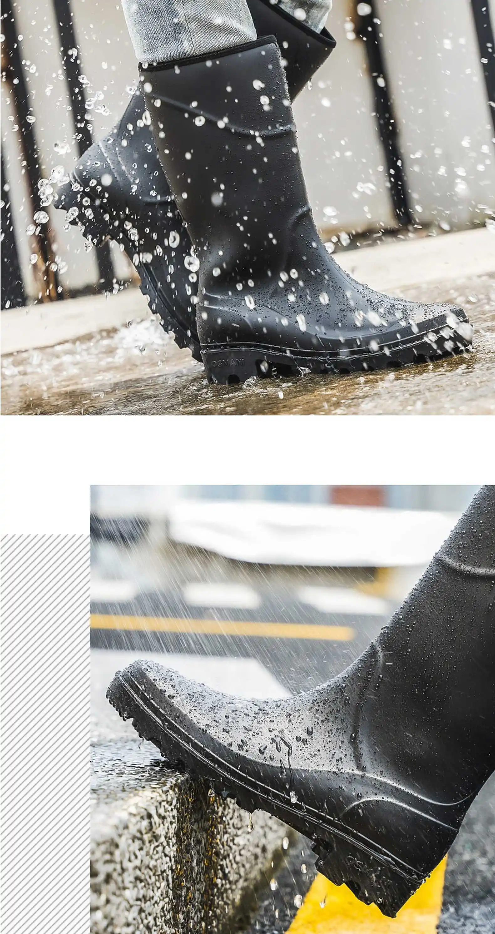 Men's Fashionable Waterproof Shoes, Construction Site High-Top Rubber Boots, Adult Rain Boots, Men's Mid-Top Labor Protection Rain Boots, Pvc Thickened Overshoes