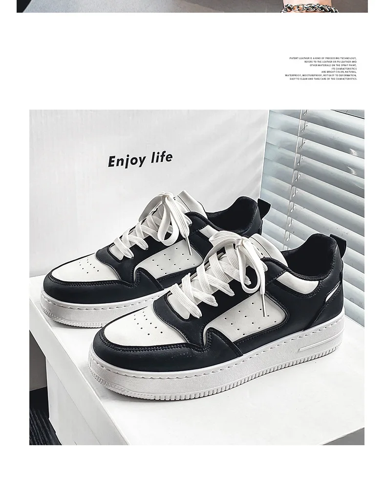 Men's Spring Summer Breathable Sneakers Trendy Versatile Thick-Soled White Sports Casual Shoes