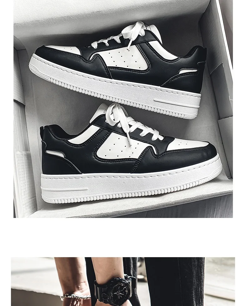 Men's Spring Summer Breathable Sneakers Trendy Versatile Thick-Soled White Sports Casual Shoes