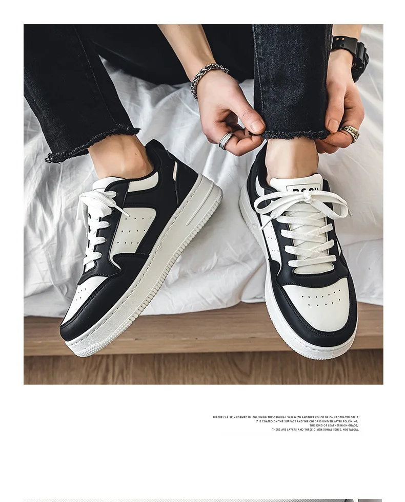Men's Spring Summer Breathable Sneakers Trendy Versatile Thick-Soled White Sports Casual Shoes