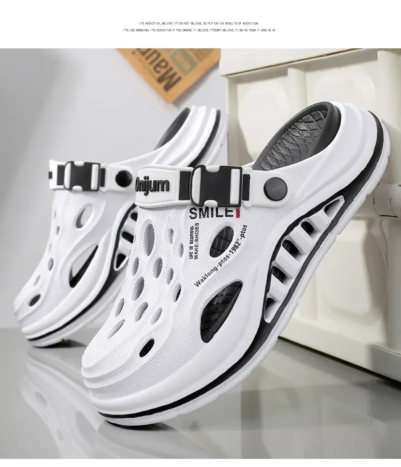 2026 New Men's Holes oes Summer Thi Bot Anti-Slip Driving Beach Slippers Spor Casual EVA Injection Moulding Footwear