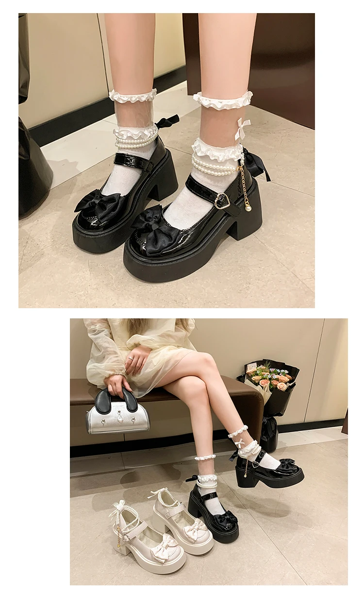 2026 Lolita Shoes Black Super High Heels Mary Jane Shoes Women Chunky Platform Pumps Woman Ankle Buckle Party Shoes