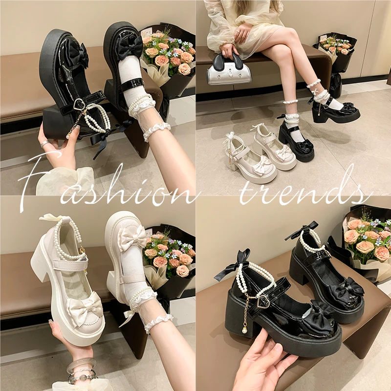 2026 Lolita Shoes Black Super High Heels Mary Jane Shoes Women Chunky Platform Pumps Woman Ankle Buckle Party Shoes