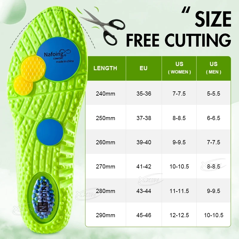 Sports Air Cushion High Elastic Running Insoles PU Shock-absorbing Soft Breathable Size 35-46