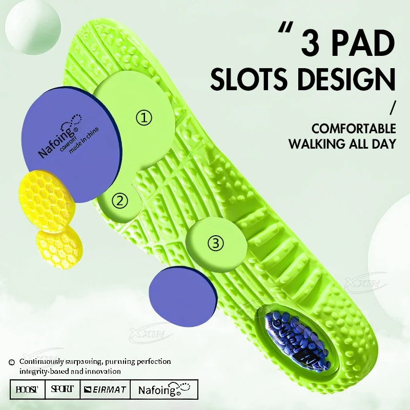 Sports Air Cushion High Elastic Running Insoles PU Shock-absorbing Soft Breathable Size 35-46