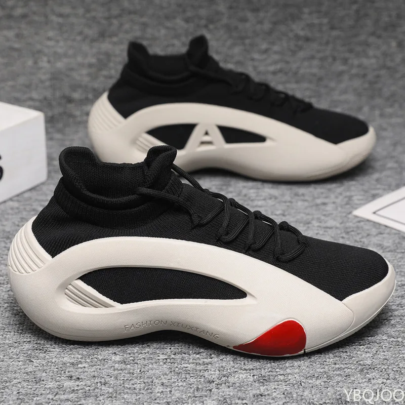 Spring and Autumn New Elastic Socks Men's Shoes Mid Top Breathable Thick Bottom Casual Large Size Men's Designer Shoes