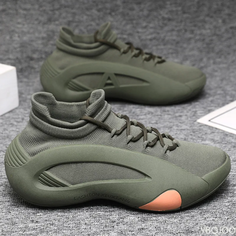 Spring and Autumn New Elastic Socks Men's Shoes Mid Top Breathable Thick Bottom Casual Large Size Men's Designer Shoes