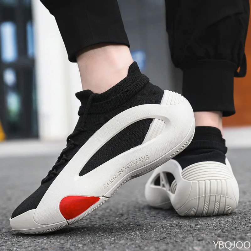 Spring and Autumn New Elastic Socks Men's Shoes Mid Top Breathable Thick Bottom Casual Large Size Men's Designer Shoes