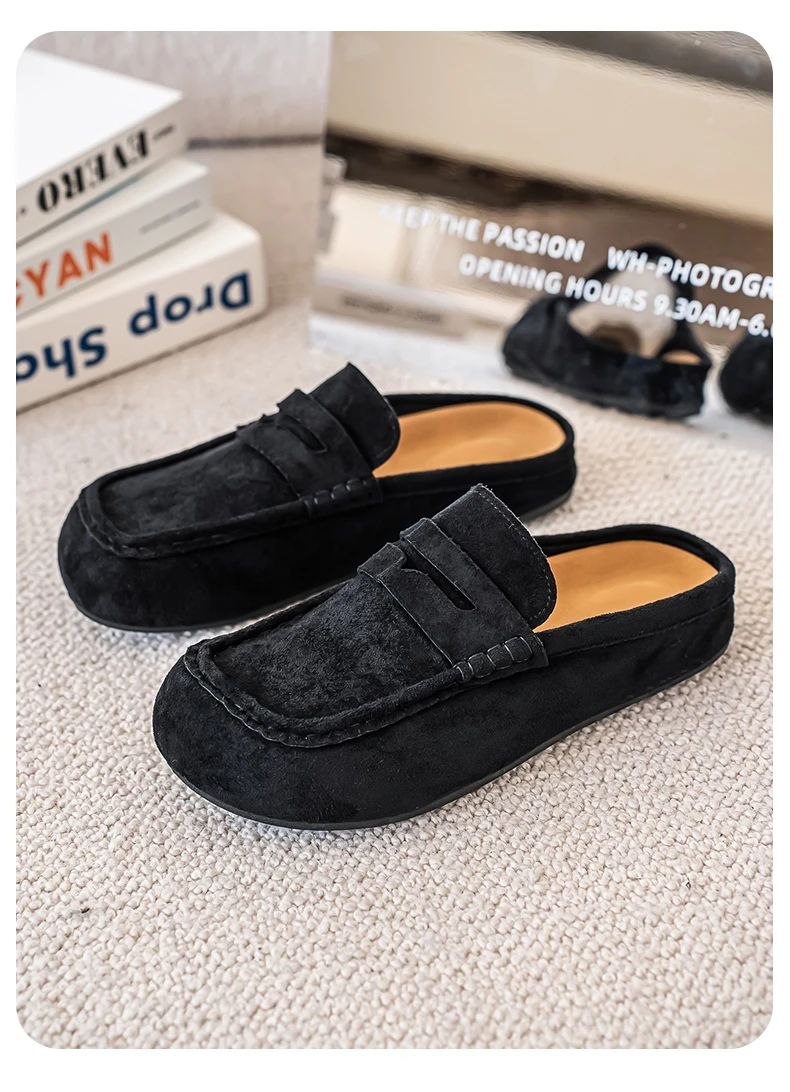 Lefu Shoes Men's Lightweight Bean Shoes Summer One Step Push Lazy Breathable Casual Half Support Slippers for Men