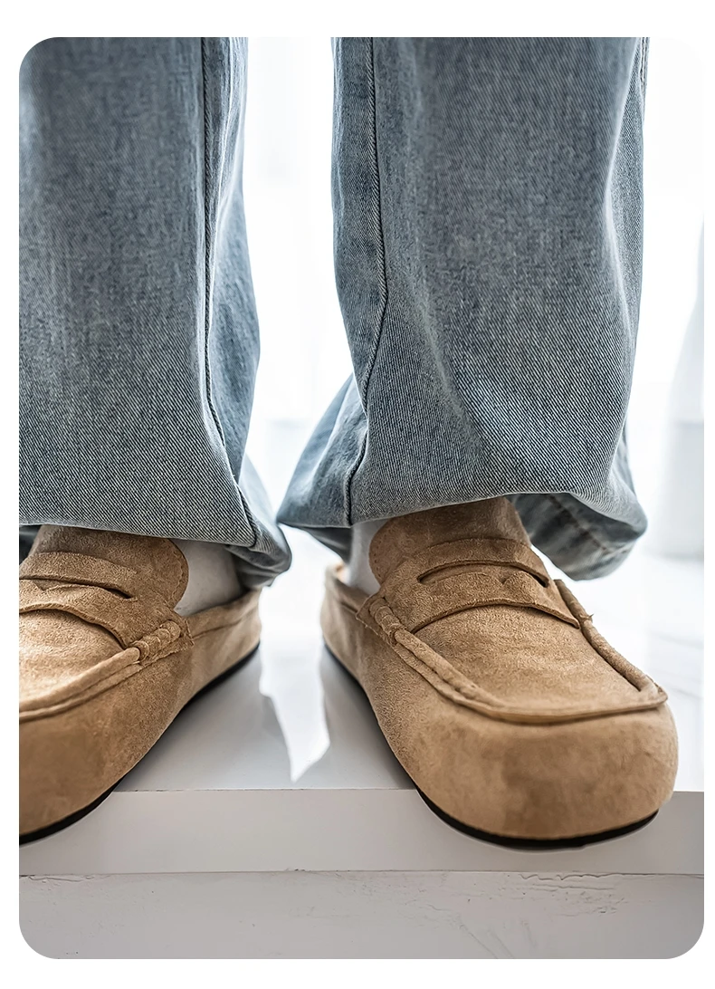 Lefu Shoes Men's Lightweight Bean Shoes Summer One Step Push Lazy Breathable Casual Half Support Slippers for Men