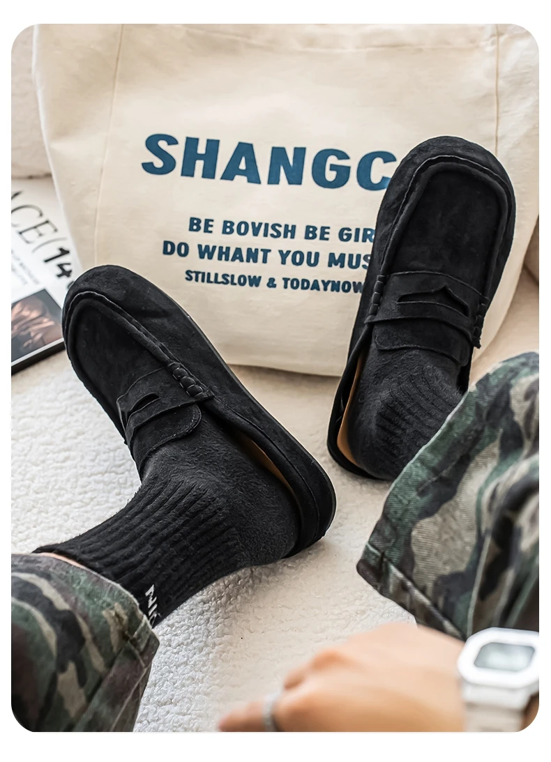 Lefu Shoes Men's Lightweight Bean Shoes Summer One Step Push Lazy Breathable Casual Half Support Slippers for Men