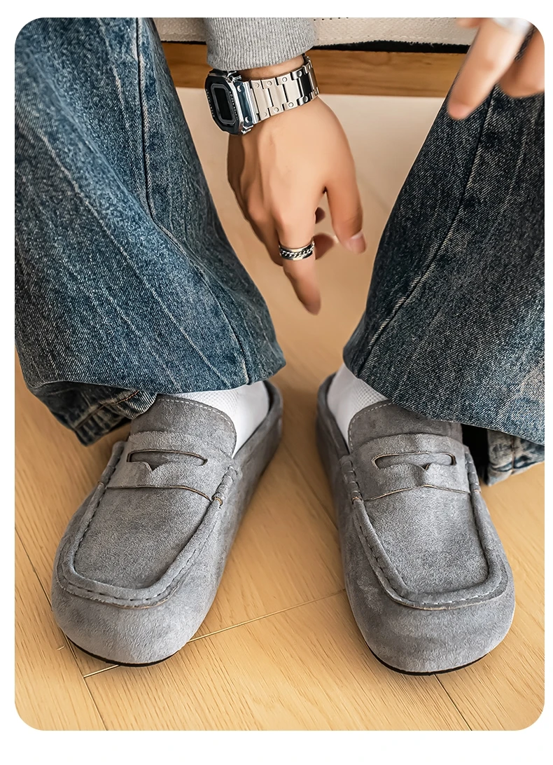 Lefu Shoes Men's Lightweight Bean Shoes Summer One Step Push Lazy Breathable Casual Half Support Slippers for Men