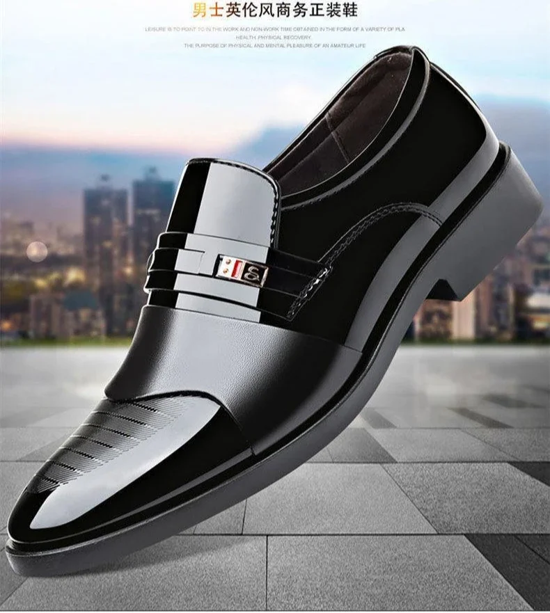 New men's formal leather Shoes Casual business non slip footwear Fashion minimalist work shoes Comfortable male flat Zapatillas
