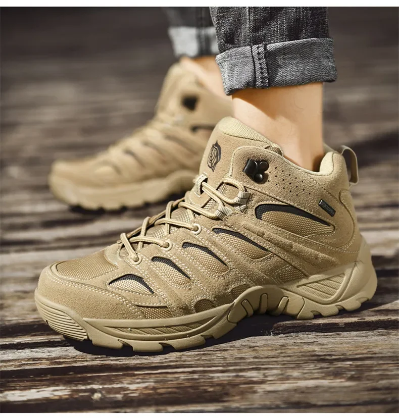 New Men's Boots Fashion Outdoor Boots Breathable Hiking Boots Autumn Shoes Sneakers Lightweight Non-slip Men Desert Ankle Boots