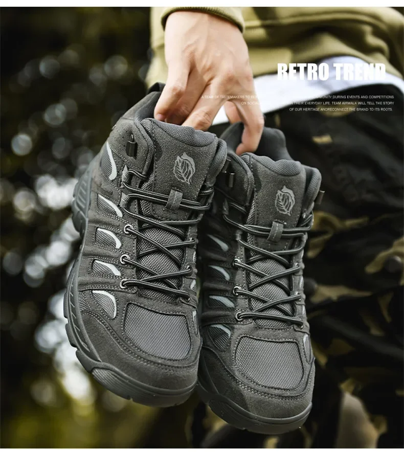 New Men's Boots Fashion Outdoor Boots Breathable Hiking Boots Autumn Shoes Sneakers Lightweight Non-slip Men Desert Ankle Boots