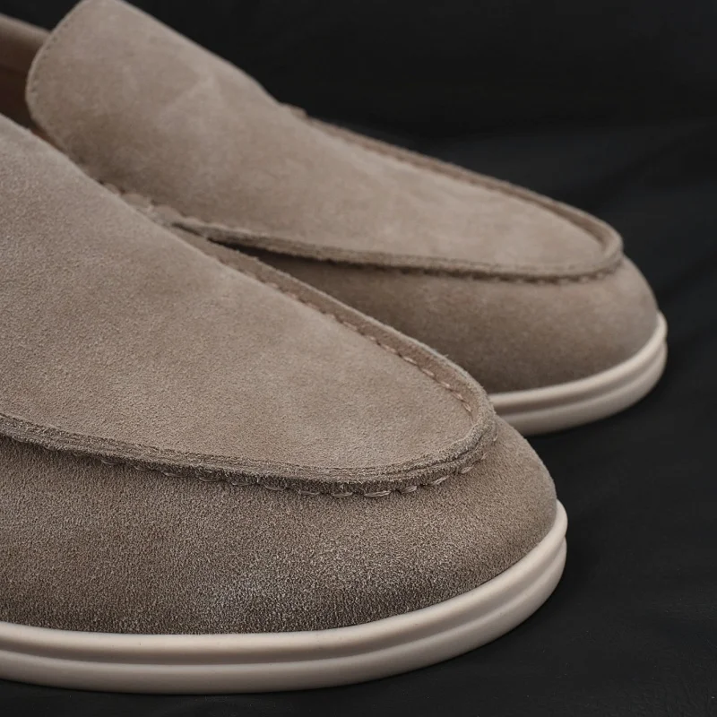 Men's Suede Leather Comfort Loafers, Flat Casual Slip-on Shoes, Fashion Suede Flats, Classic Round Toe Soft Leather Loafers 2025