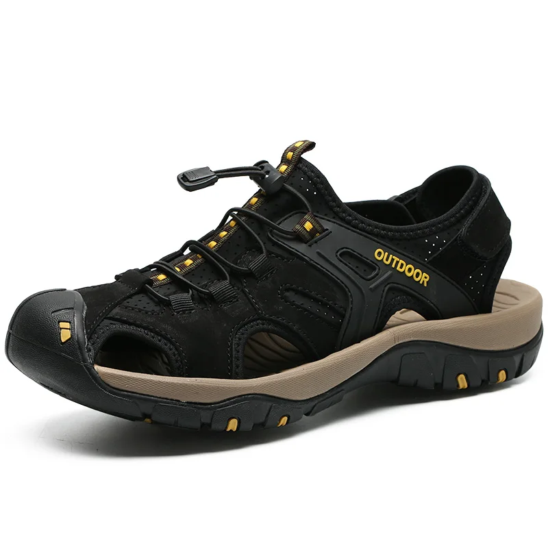 Summer Men Sandals Genuine Leather Casual Shoes Outdoor Antiskid Durable Sandals for Men Beach Shoes Roman Shoes Plus Size39-46