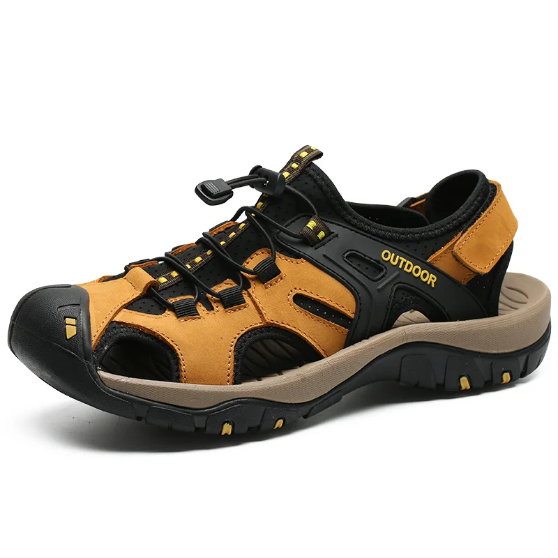 Summer Men Sandals Genuine Leather Casual Shoes Outdoor Antiskid Durable Sandals for Men Beach Shoes Roman Shoes Plus Size39-46