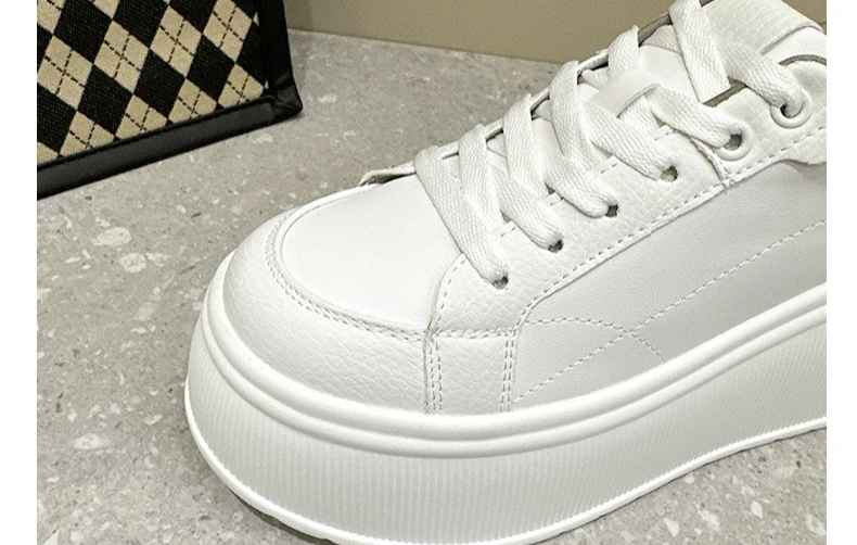 Platform White Shoes Women's Sneaker New Casual Sports Muffin Shoe Heightening Lace-up Women Board Shoes