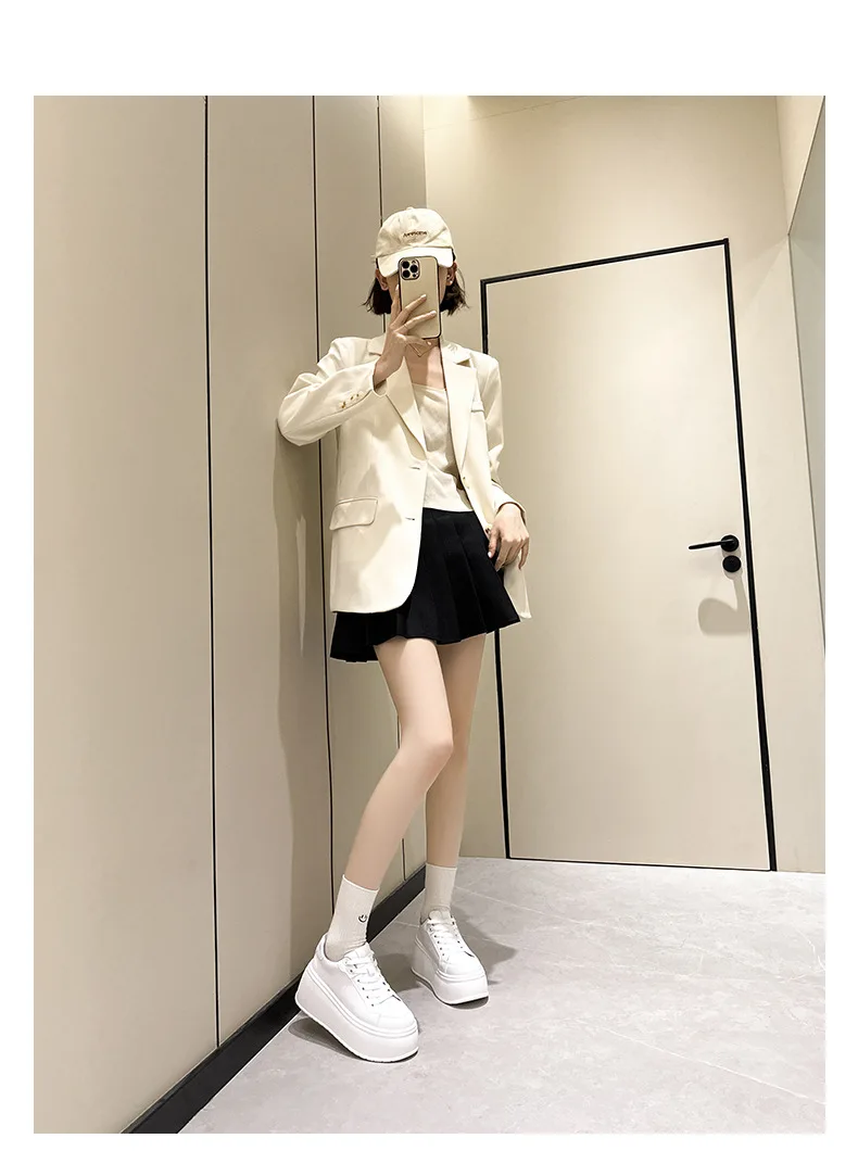 Platform White Shoes Women's Sneaker New Casual Sports Muffin Shoe Heightening Lace-up Women Board Shoes