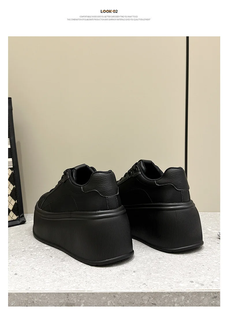 Platform White Shoes Women's Sneaker New Casual Sports Muffin Shoe Heightening Lace-up Women Board Shoes