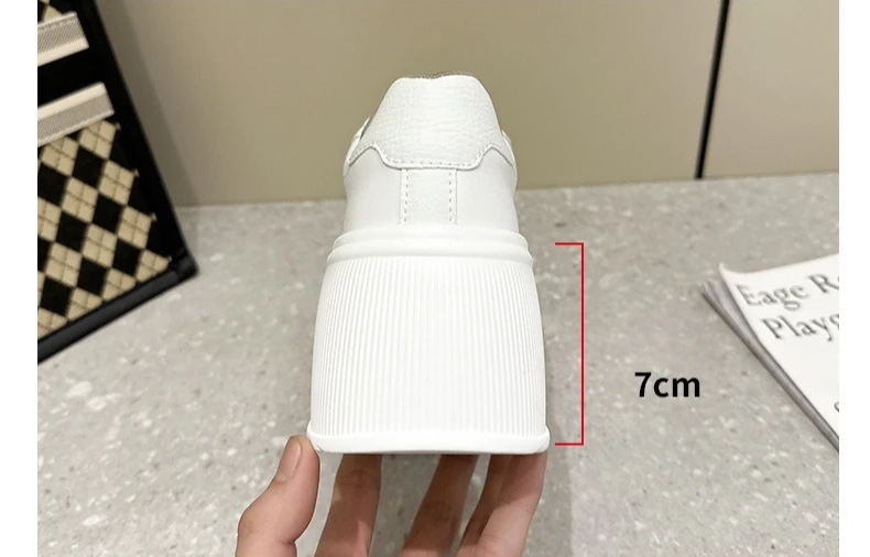 Platform White Shoes Women's Sneaker New Casual Sports Muffin Shoe Heightening Lace-up Women Board Shoes