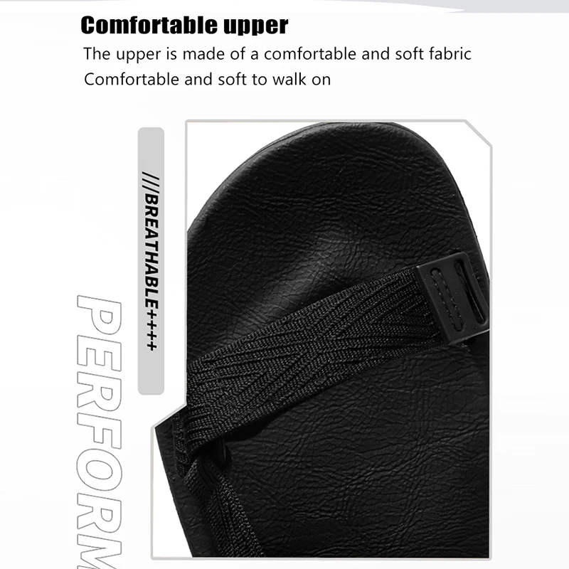 Classic Black Men Sport Sandals Summer Leisure Beach Holiday Sandals Outdoor Antiskid Breathable Flat Sandals Shoes