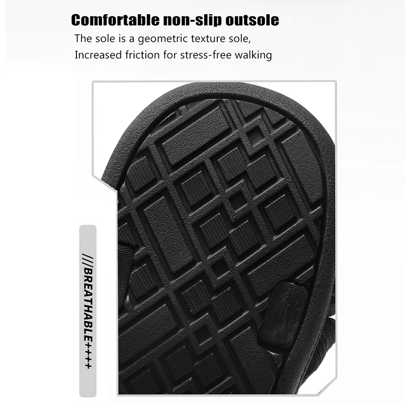 Classic Black Men Sport Sandals Summer Leisure Beach Holiday Sandals Outdoor Antiskid Breathable Flat Sandals Shoes