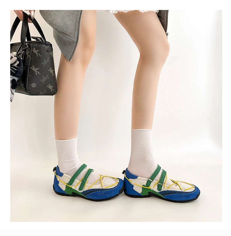 Mary Jane Sports Shoes 2026 New Fashion Soft Soled Mesh Breathable Casual Women Flat Shoes Outside Comfy Non-slip Single Shoes