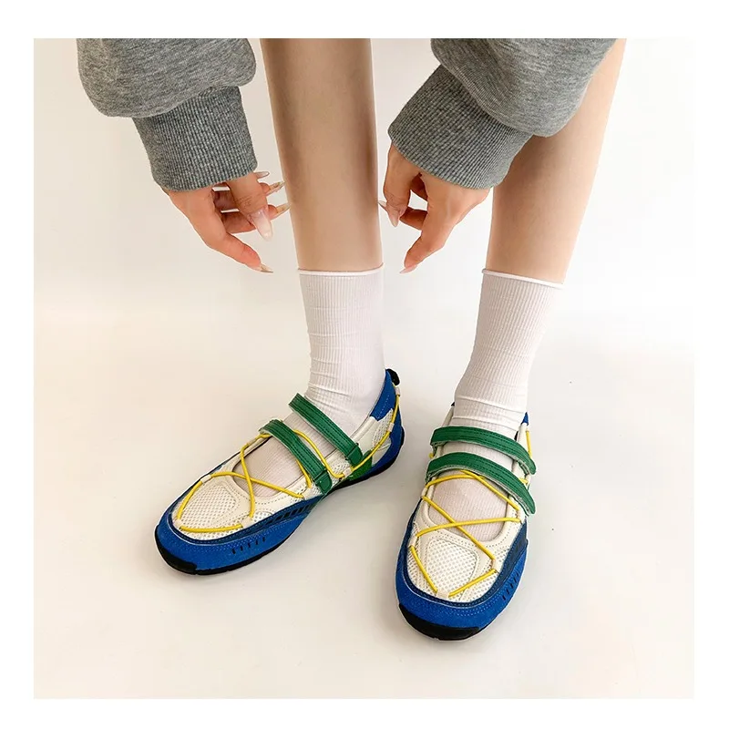 Mary Jane Sports Shoes 2026 New Fashion Soft Soled Mesh Breathable Casual Women Flat Shoes Outside Comfy Non-slip Single Shoes