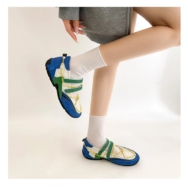 Mary Jane Sports Shoes 2026 New Fashion Soft Soled Mesh Breathable Casual Women Flat Shoes Outside Comfy Non-slip Single Shoes
