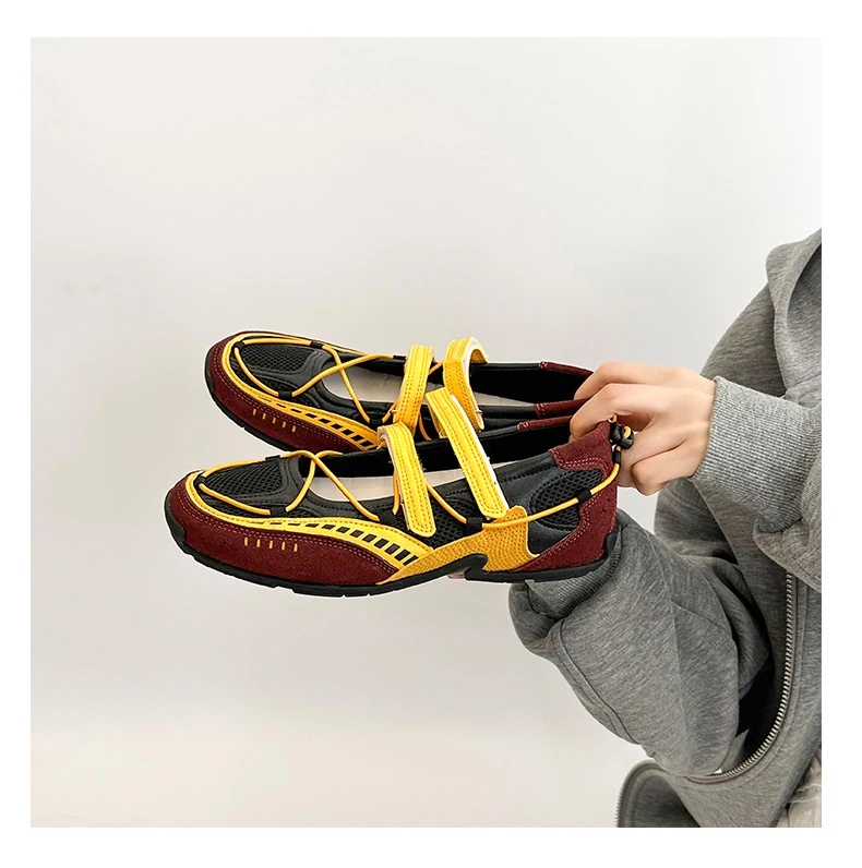 Mary Jane Sports Shoes 2026 New Fashion Soft Soled Mesh Breathable Casual Women Flat Shoes Outside Comfy Non-slip Single Shoes