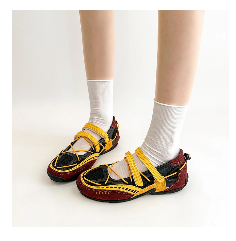 Mary Jane Sports Shoes 2026 New Fashion Soft Soled Mesh Breathable Casual Women Flat Shoes Outside Comfy Non-slip Single Shoes