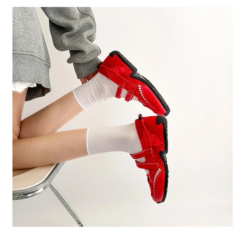 Mary Jane Sports Shoes 2026 New Fashion Soft Soled Mesh Breathable Casual Women Flat Shoes Outside Comfy Non-slip Single Shoes