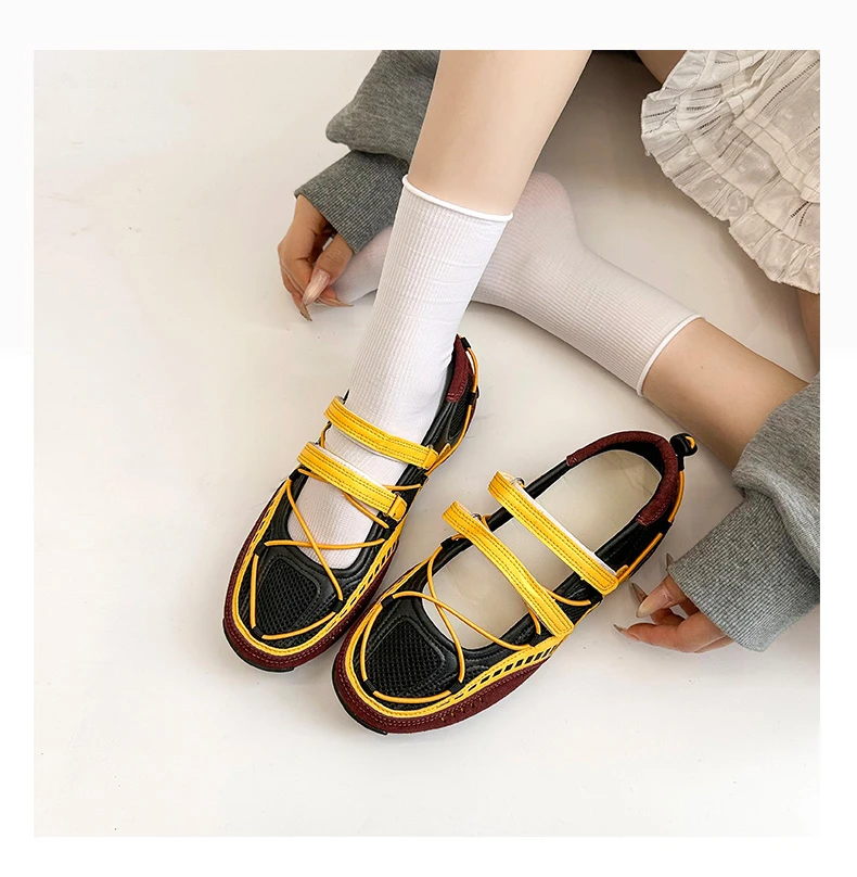 Mary Jane Sports Shoes 2026 New Fashion Soft Soled Mesh Breathable Casual Women Flat Shoes Outside Comfy Non-slip Single Shoes