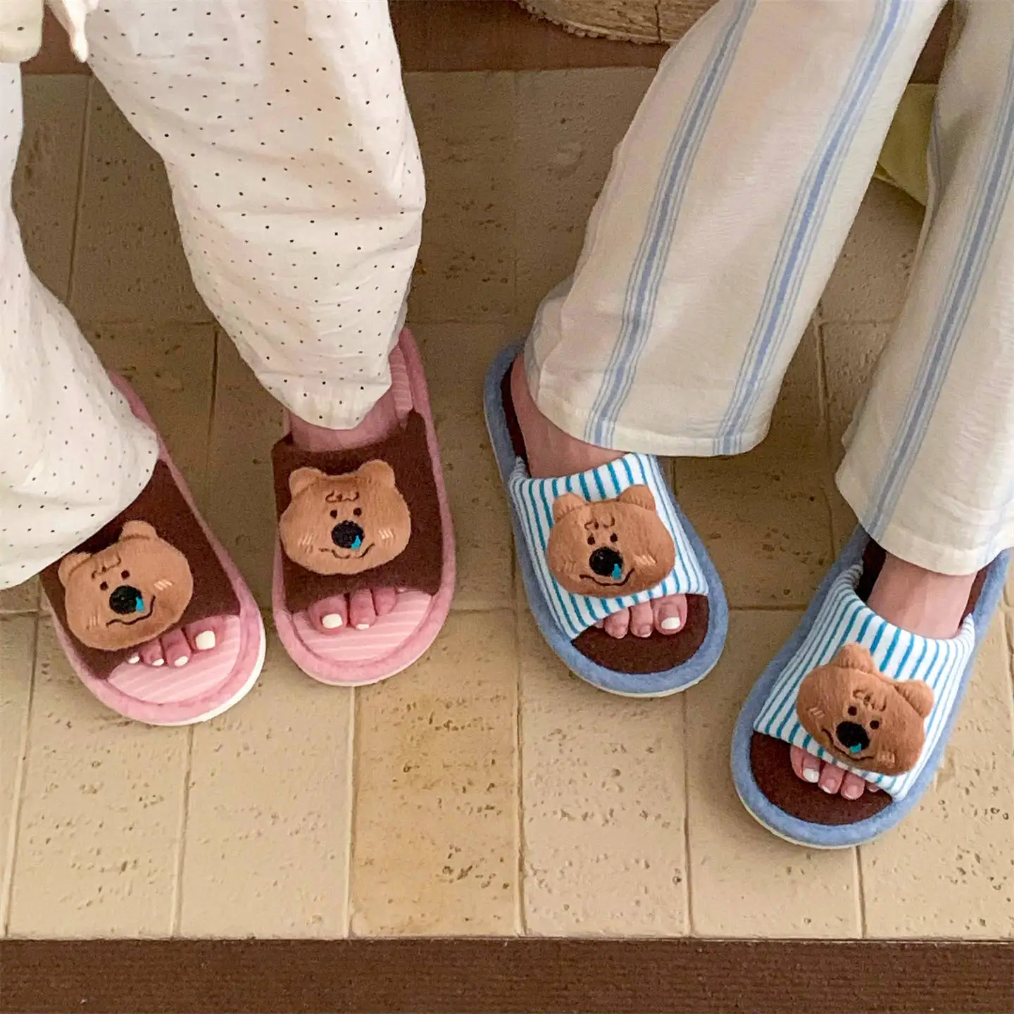 Women Men House Fur Slippers Casual Cute Lovely Animals Pattern Design All Season Indoor Non-slip Warm Soft Soles Comfy Home New