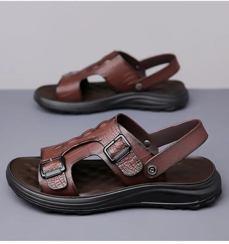 Men's Driving Sandals - Waterproof Anti-Slip Soft Sole Beach Shoes, Summer Indoor/Outdoor Dual-Use Comfort Slide Flip Flops