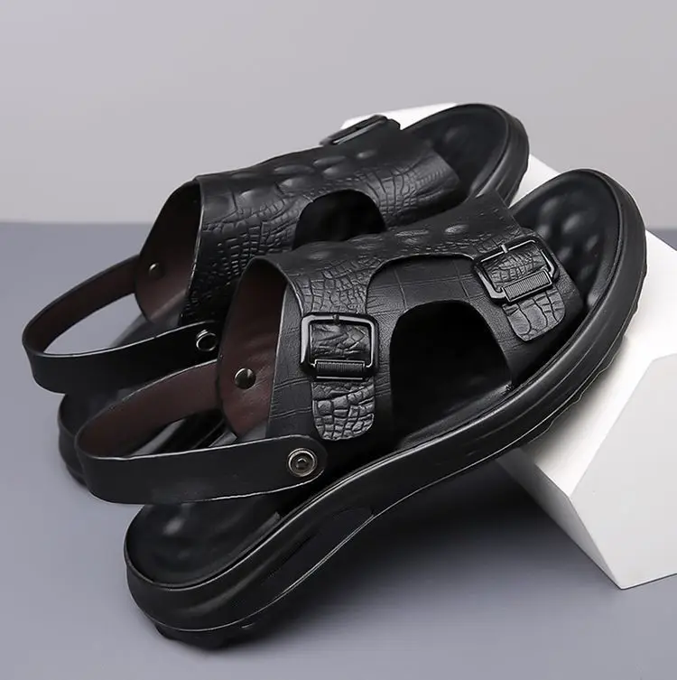 Men's Driving Sandals - Waterproof Anti-Slip Soft Sole Beach Shoes, Summer Indoor/Outdoor Dual-Use Comfort Slide Flip Flops