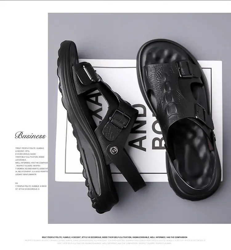 Men's Driving Sandals - Waterproof Anti-Slip Soft Sole Beach Shoes, Summer Indoor/Outdoor Dual-Use Comfort Slide Flip Flops