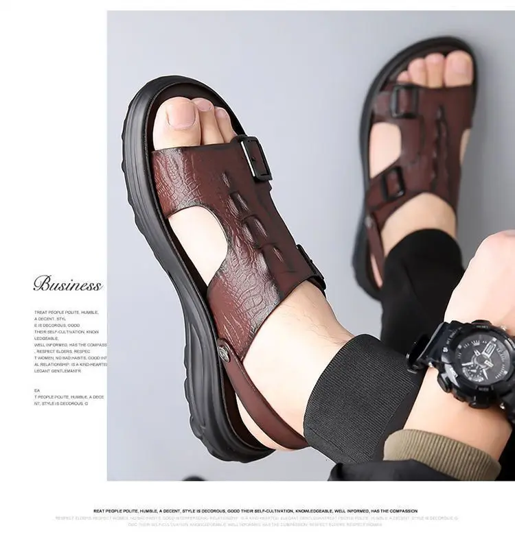 Men's Driving Sandals - Waterproof Anti-Slip Soft Sole Beach Shoes, Summer Indoor/Outdoor Dual-Use Comfort Slide Flip Flops