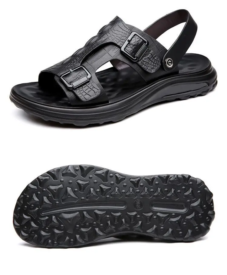 Men's Driving Sandals - Waterproof Anti-Slip Soft Sole Beach Shoes, Summer Indoor/Outdoor Dual-Use Comfort Slide Flip Flops