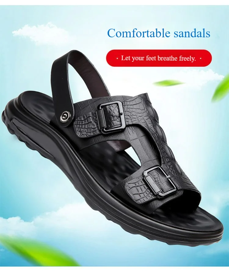Men's Driving Sandals - Waterproof Anti-Slip Soft Sole Beach Shoes, Summer Indoor/Outdoor Dual-Use Comfort Slide Flip Flops