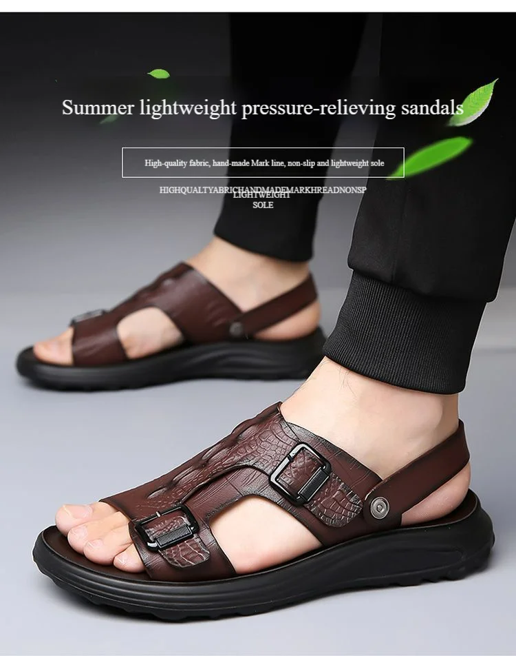 Men's Driving Sandals - Waterproof Anti-Slip Soft Sole Beach Shoes, Summer Indoor/Outdoor Dual-Use Comfort Slide Flip Flops