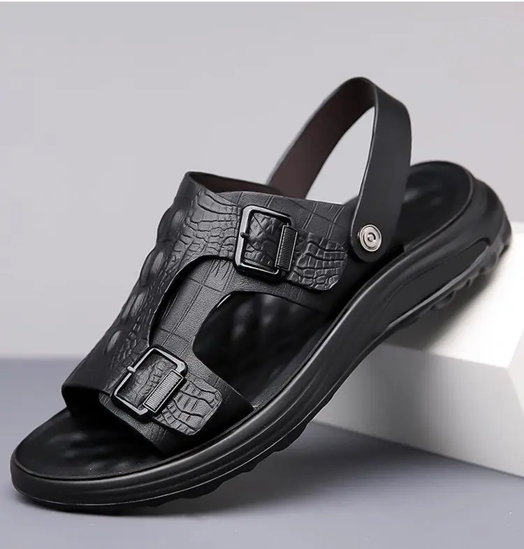 Men's Driving Sandals - Waterproof Anti-Slip Soft Sole Beach Shoes, Summer Indoor/Outdoor Dual-Use Comfort Slide Flip Flops