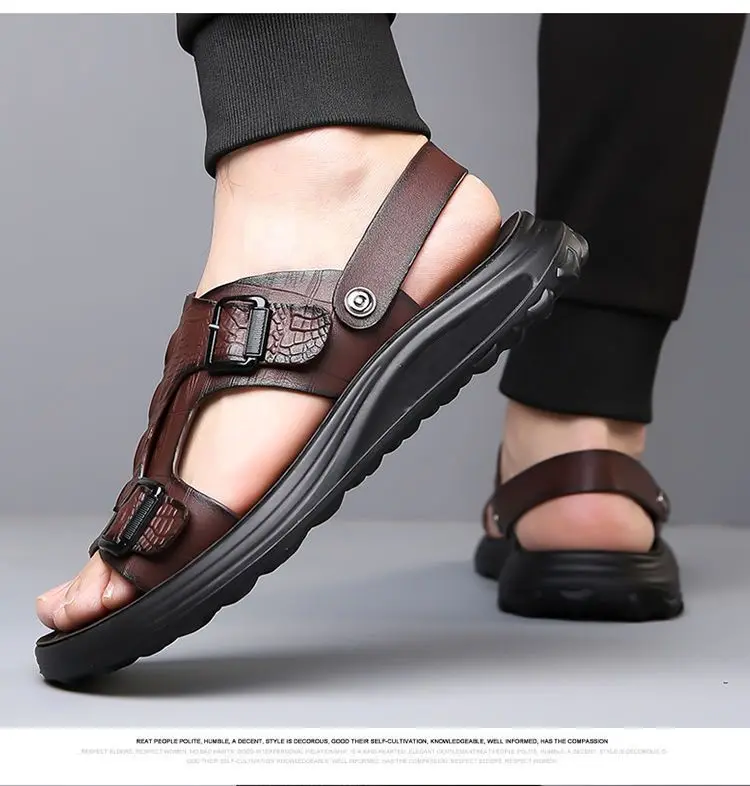 Men's Driving Sandals - Waterproof Anti-Slip Soft Sole Beach Shoes, Summer Indoor/Outdoor Dual-Use Comfort Slide Flip Flops