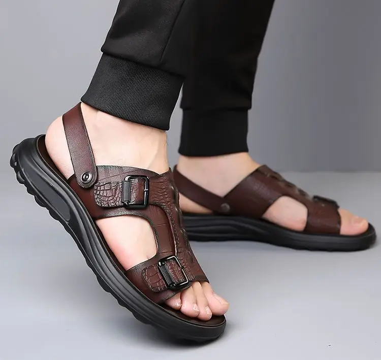 Men's Driving Sandals - Waterproof Anti-Slip Soft Sole Beach Shoes, Summer Indoor/Outdoor Dual-Use Comfort Slide Flip Flops