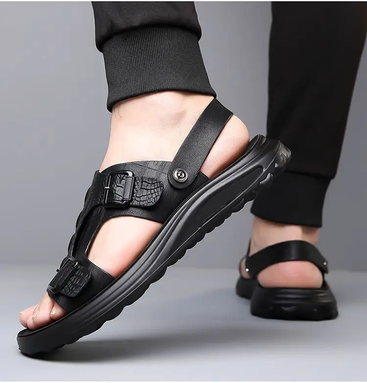 Men's Driving Sandals - Waterproof Anti-Slip Soft Sole Beach Shoes, Summer Indoor/Outdoor Dual-Use Comfort Slide Flip Flops