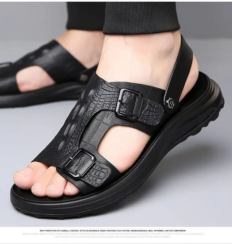 Men's Driving Sandals - Waterproof Anti-Slip Soft Sole Beach Shoes, Summer Indoor/Outdoor Dual-Use Comfort Slide Flip Flops